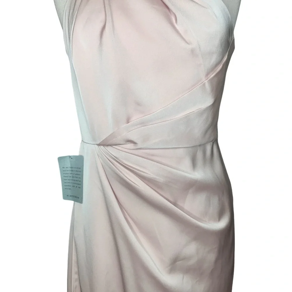 Elle Zeitoune Champagne Satin Halter Neck Maxi Dress Gown Medium Formal Wedding